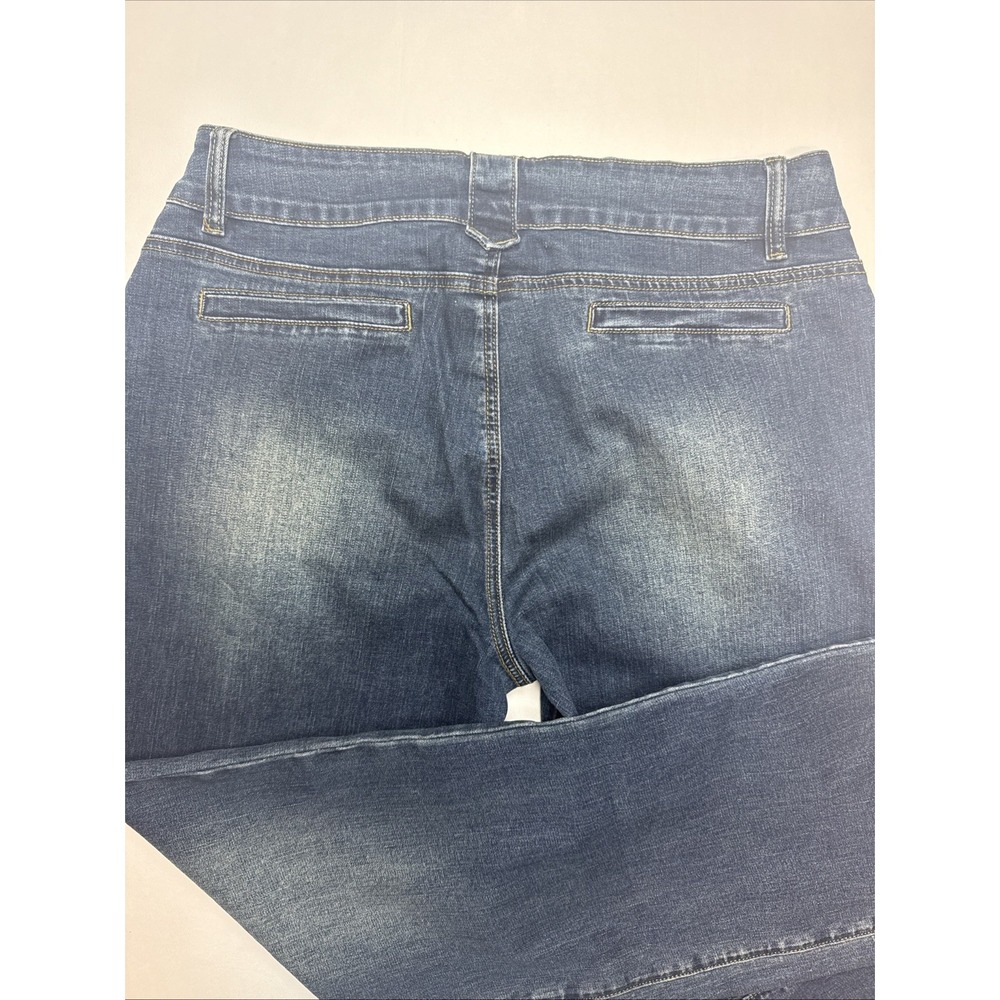 Flamingals Womens Wide Leg Jeans Dark Wash Double Button Stretch Denim Size M - Picture 8 of 10